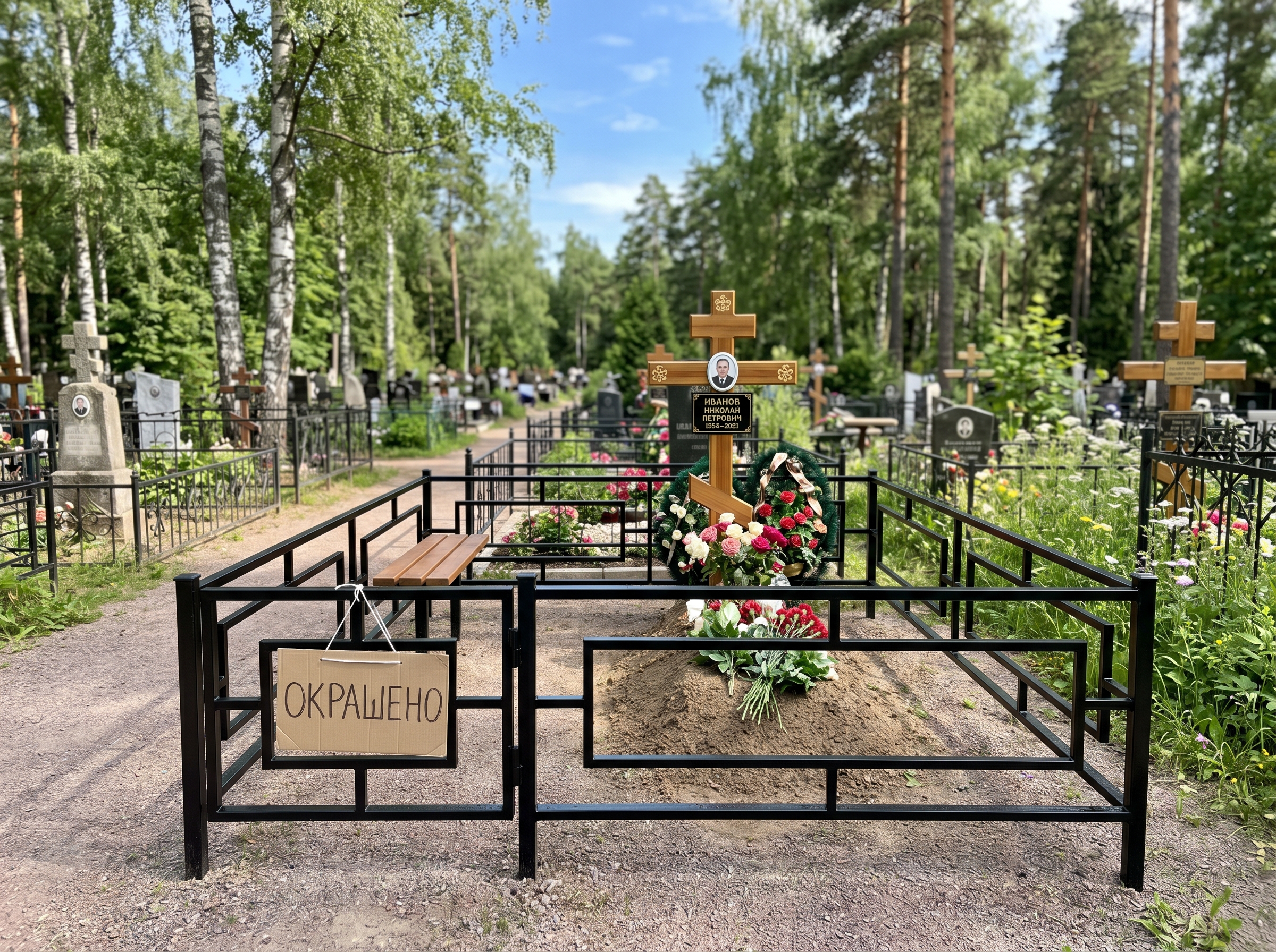 Покраска металлической ограды